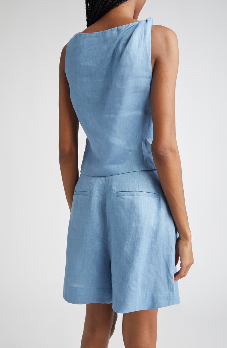 STAUD Boa Twisted Sleeveless Linen Top, Alternate, color, Slate Blue
