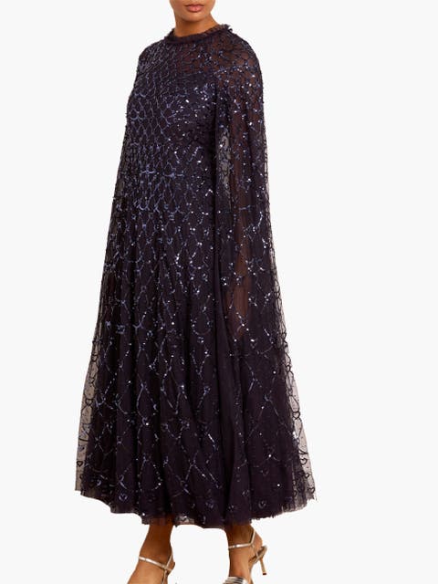 Heart Lattice Cape Ankle Gown