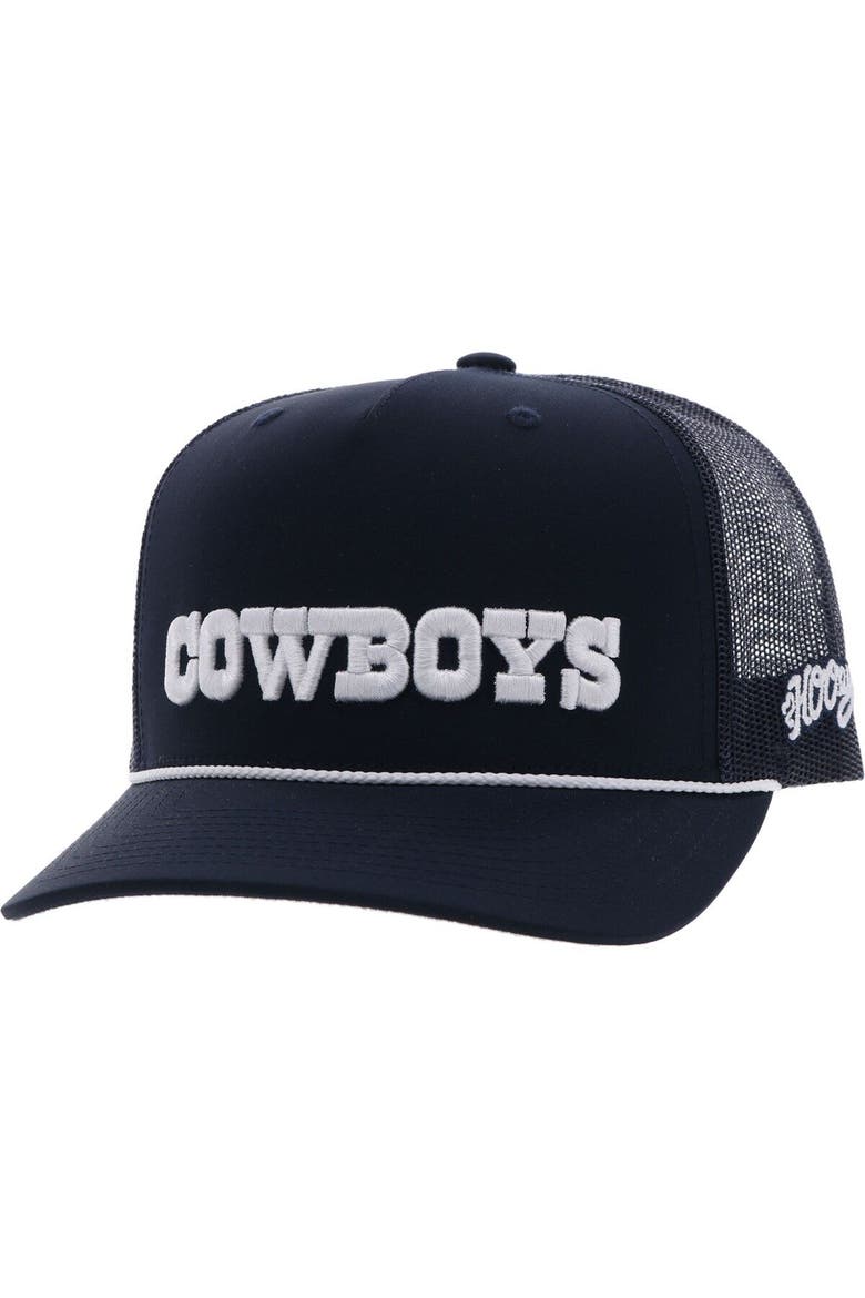 Men's HOOey Navy Dallas Cowboys Wordmark Rope Trucker Adjustable Hat, Main, color, Navy