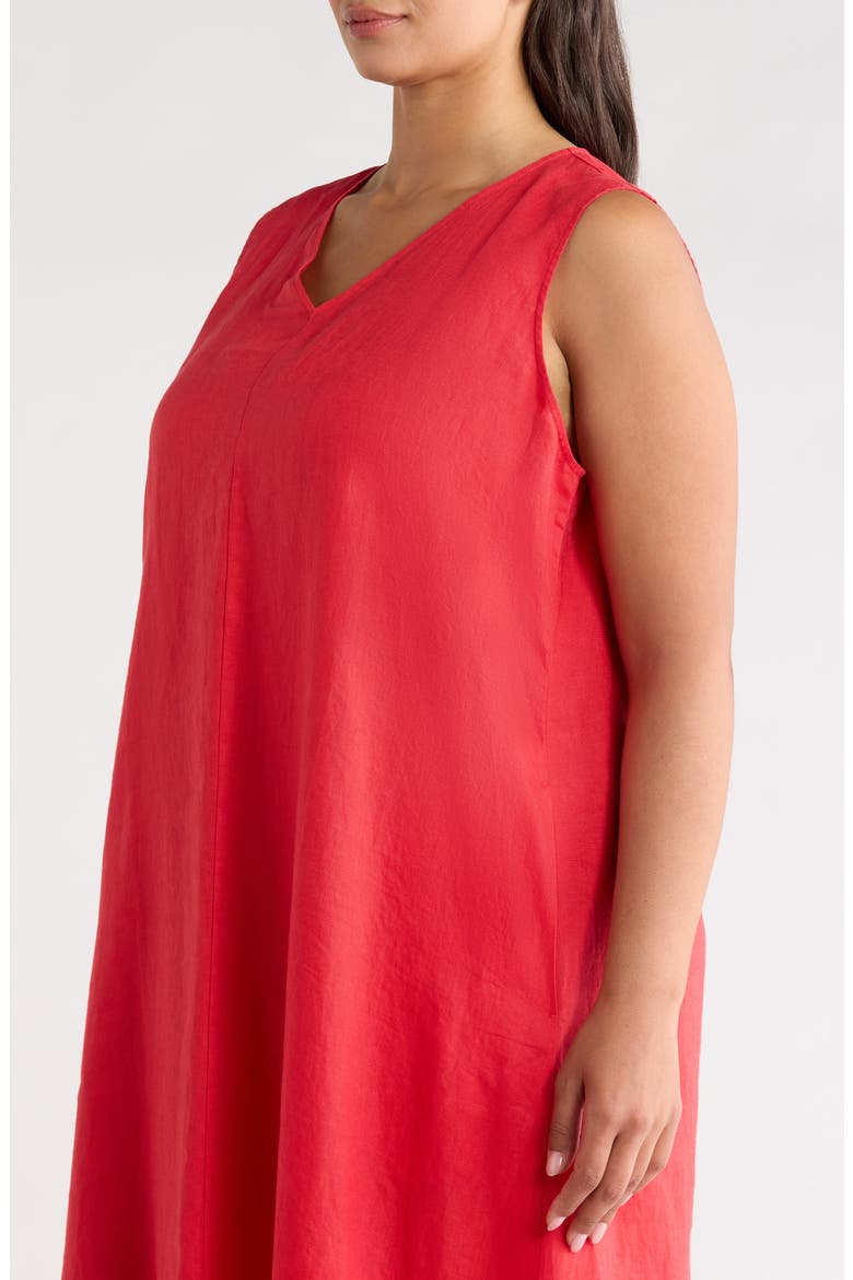 Sleeveless Linen Dress, Alternate, color, GRENADINE