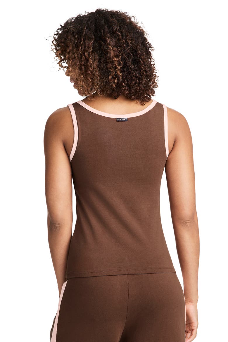 Women's Cotton Stretch Ruched Tank with Built-in Bra, Alternate, color, Coffee
