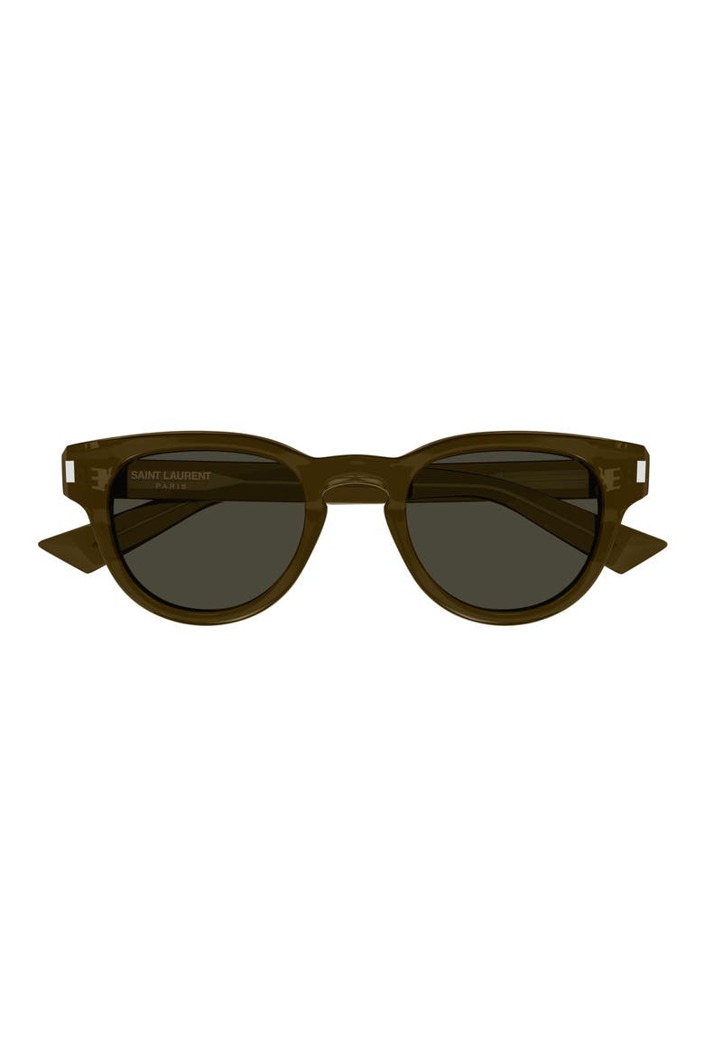 48mm Small Round Sunglasses, Main, color, BROWN