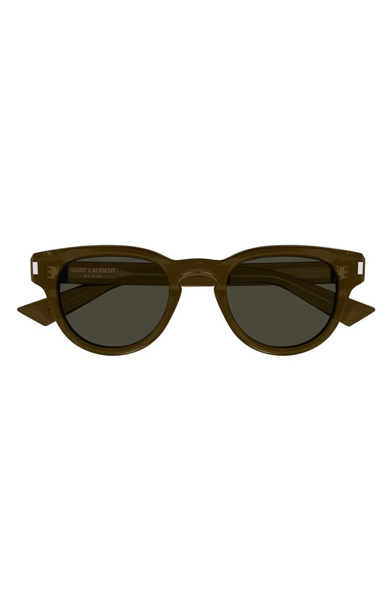Saint Laurent 48mm Small Round Sunglasses, Main, color, Brown