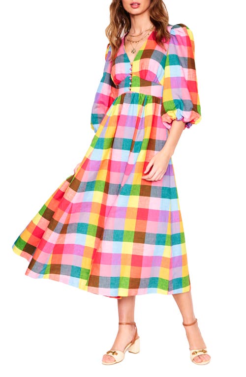 Boden Lola Blouson Maxi Dressrainbow Multigingham Women  In Multi