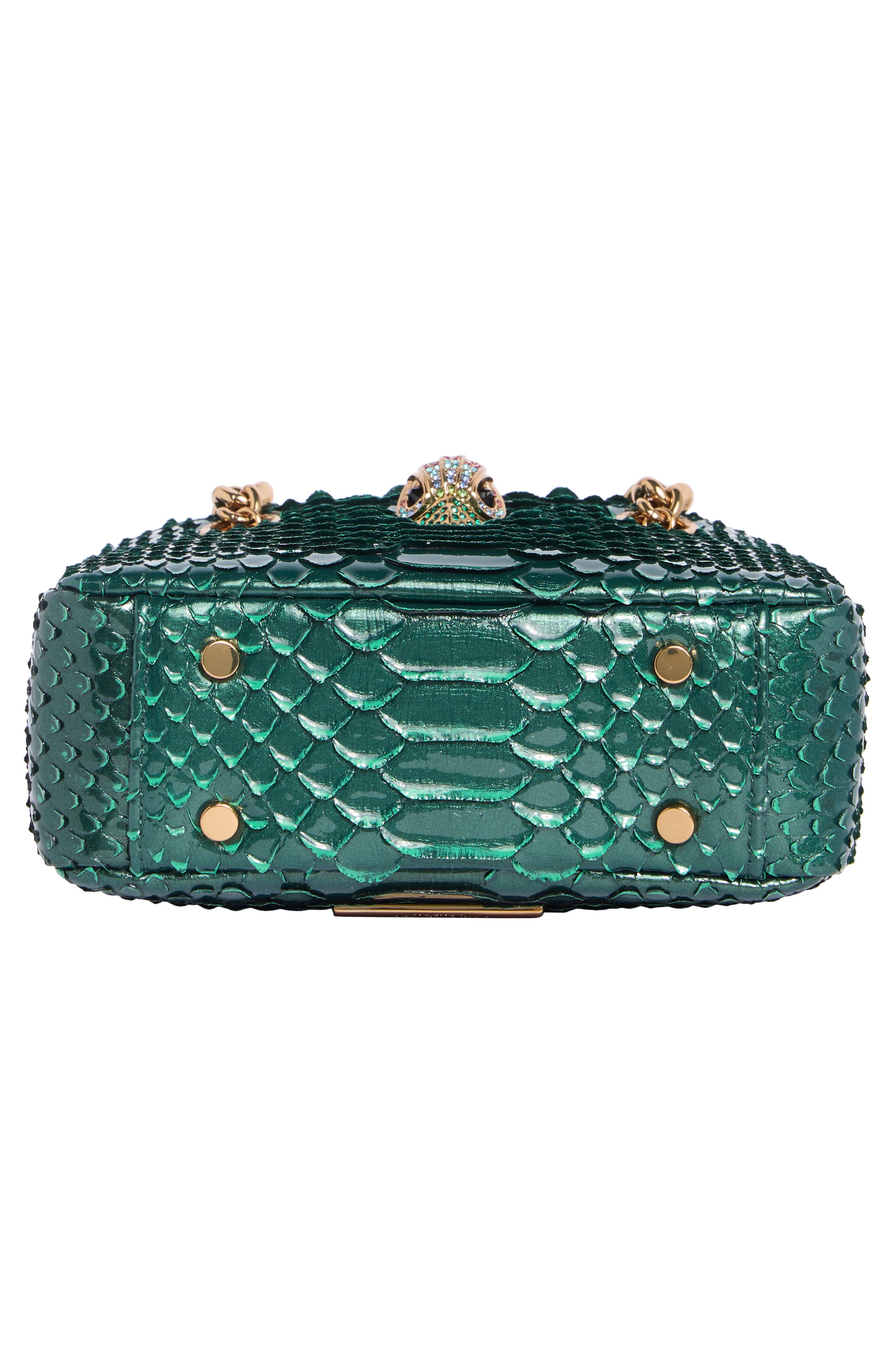 Kurt Geiger London Square Mini Kensington Python Embossed Bag, Alternate, color, Green