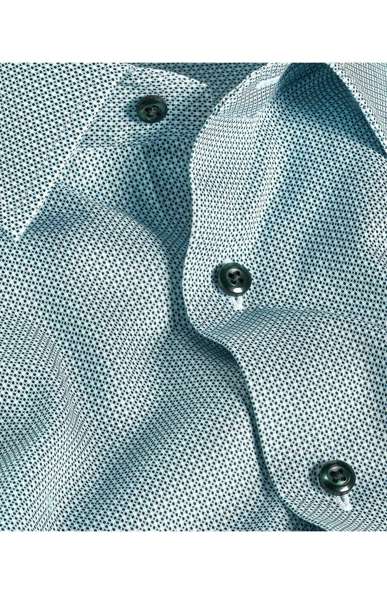 David Donahue Trim Fit Micro Geometric Cotton Dress Shirt, Alternate, color, Hunter