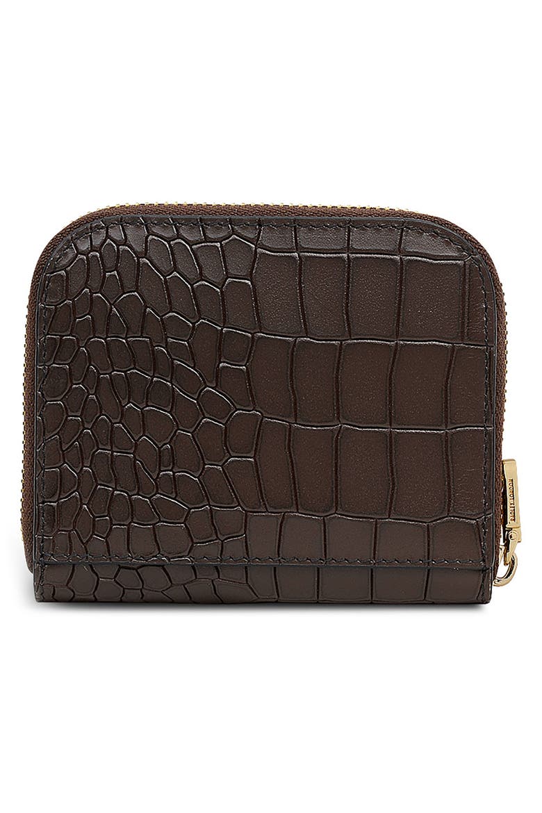 Percy Grove Croc Embossed Leather Wallet, Alternate, color, DARK OAK