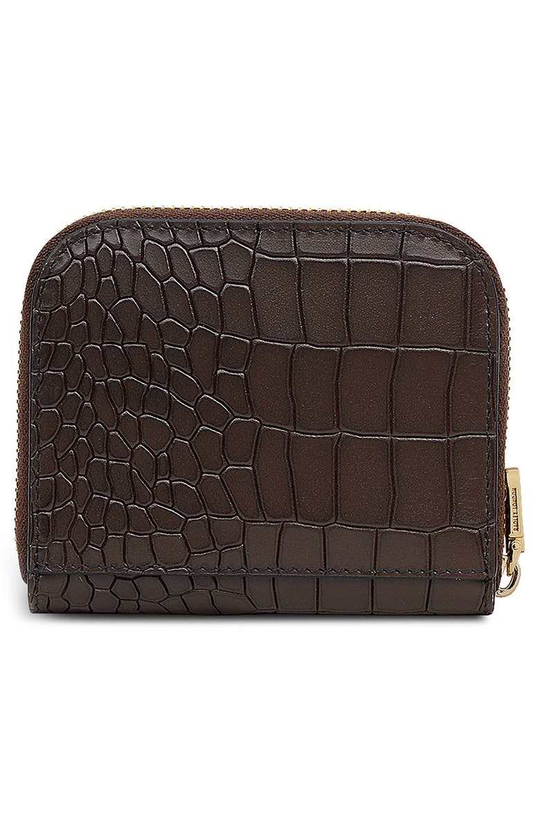 Radley Percy Grove Croc Embossed Leather Wallet, Alternate, color, Dark Oak