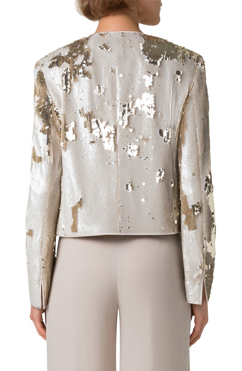 Akris Adriana Flip Sequin Crop Jacket, Alternate, color, 