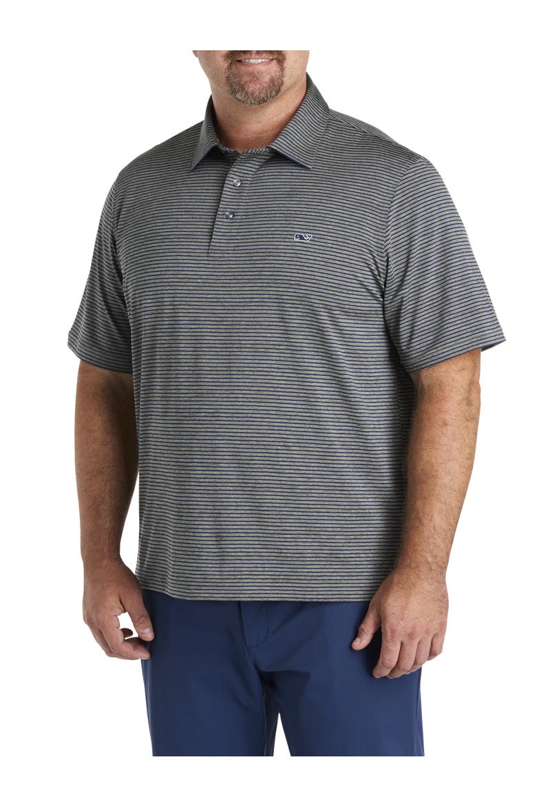 Big & Tall Striped Sankaty Performance Polo Shirt, Main, color, GRAY PINE DEEP BAY
