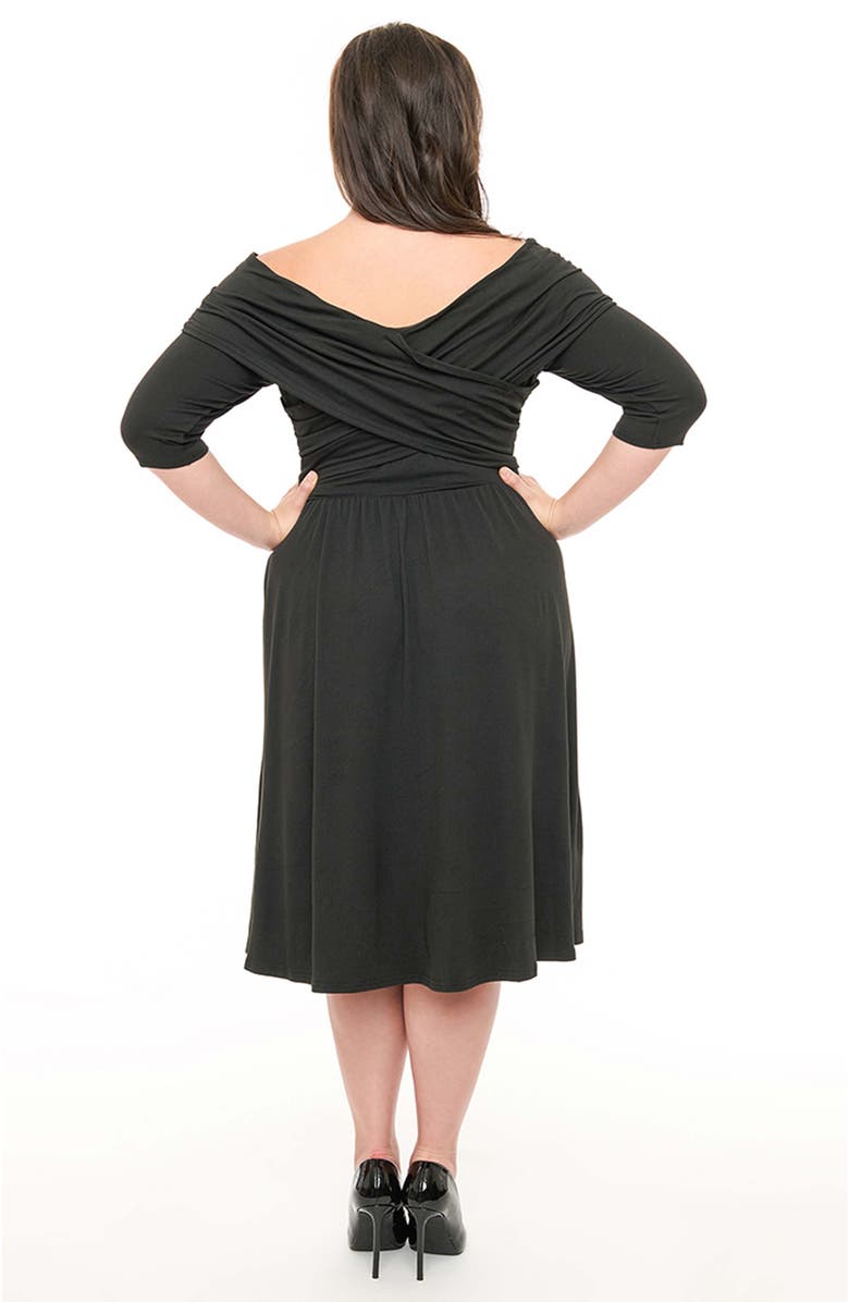 Unique Vintage Plus Size Off Shoulder Swing Dress, Alternate, color,