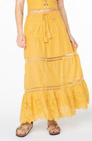 Roxy Castaway Embroidered Cotton Maxi Skirt