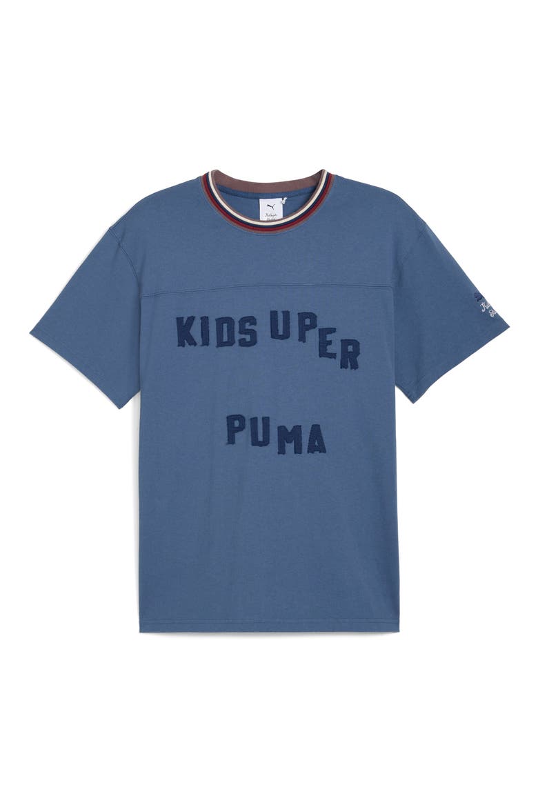 x KidSuper Logo Appliqué Cotton T-Shirt, Alternate, color, DARK INDIGO