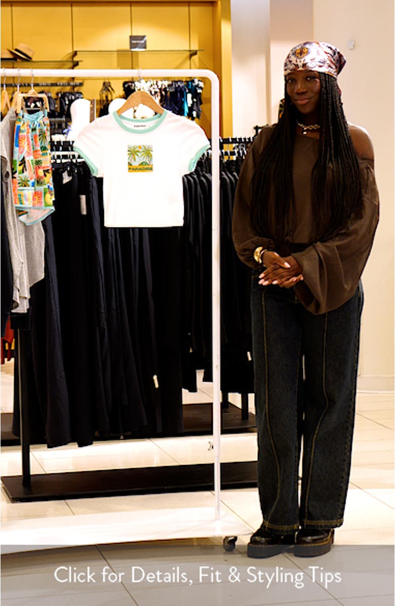 Printed Crop Cover-Up Graphic T-Shirt, sales video thumbnail