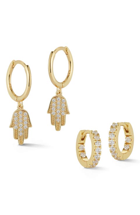 Set of 2 14K Gold Plated Silver Earrings