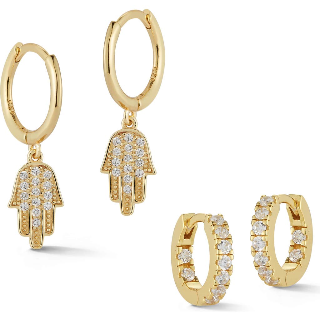 Glaze Jewelry Set Of 2 14k Gold Plated Silver Earrings In Gold