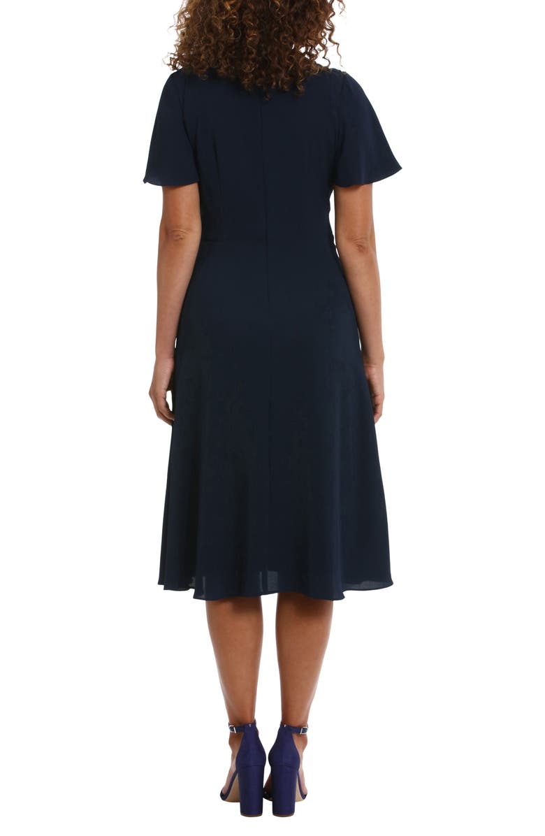 London Times Rosette Flutter Sleeve Fit & Flare Dress, Alternate, color, 