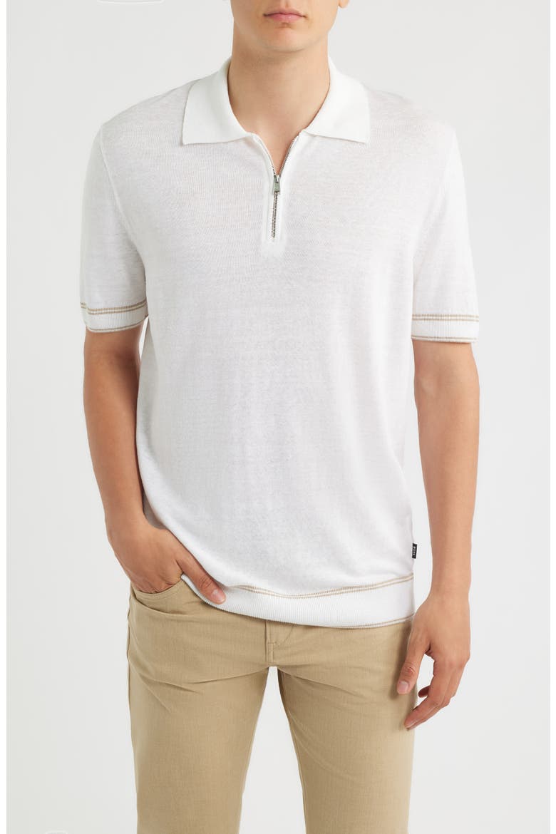 Norberto Linen Blend Short Sleeve Sweater, Main, color, WHITE