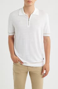BOSS Norberto Linen Blend Short Sleeve Sweater