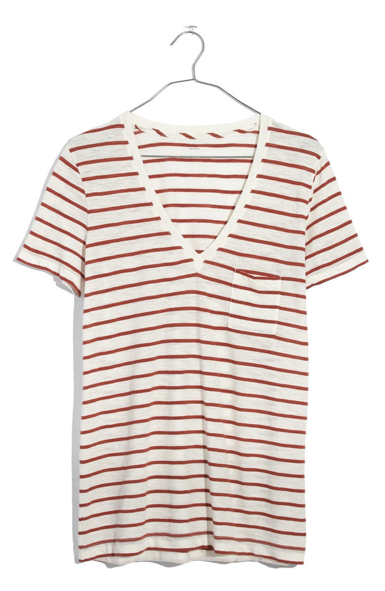 Madewell Whisper Cotton Stripe V-Neck Tee, Alternate, color, 