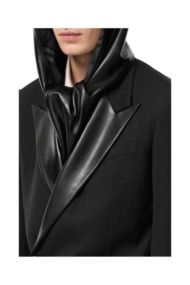 Leather Hooded Scarf, Alternate, color, Black