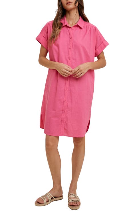 Linen & Cotton Blend Mini Shirtdress