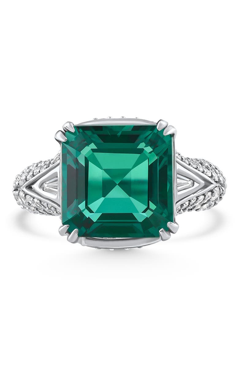 Bliss Diamond 7.10Ct Emerald Asscher Cut Diamond Ring 14k Gold Lab Grown, Main, color, 14K White Gold