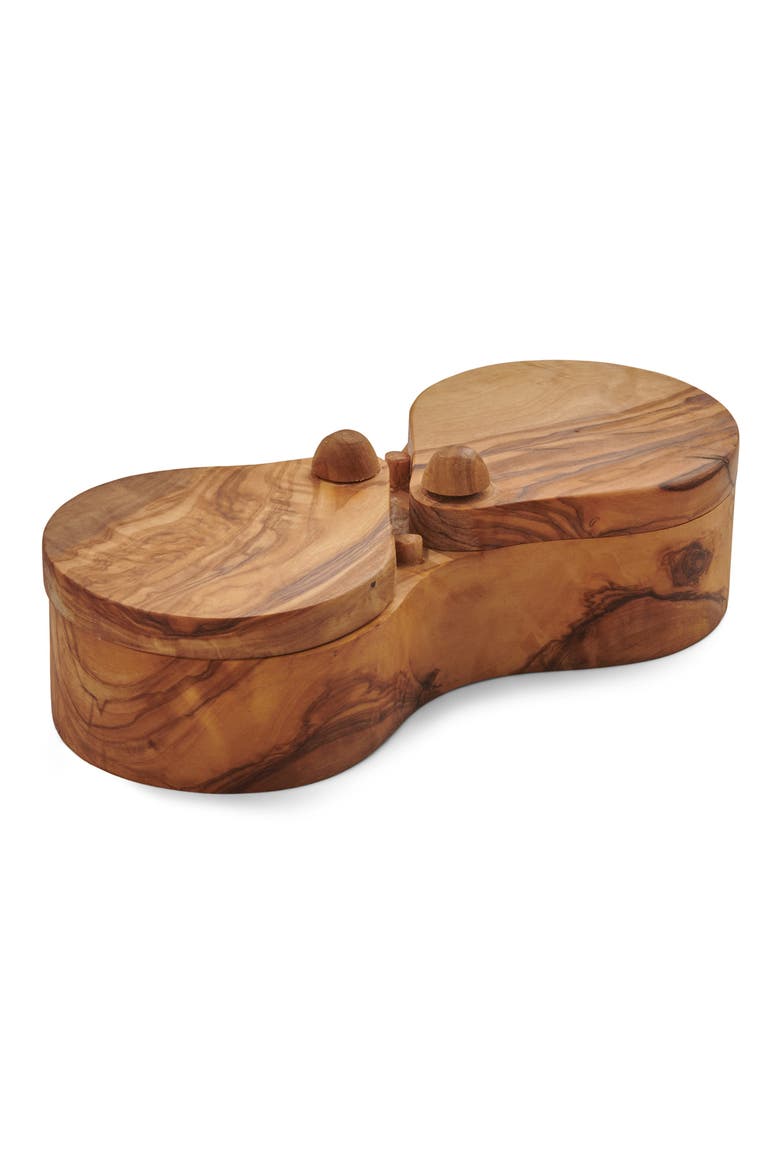 France Olive Wood Double Salt Keeper and Spice Box, Main, color, OLIVEWOOD