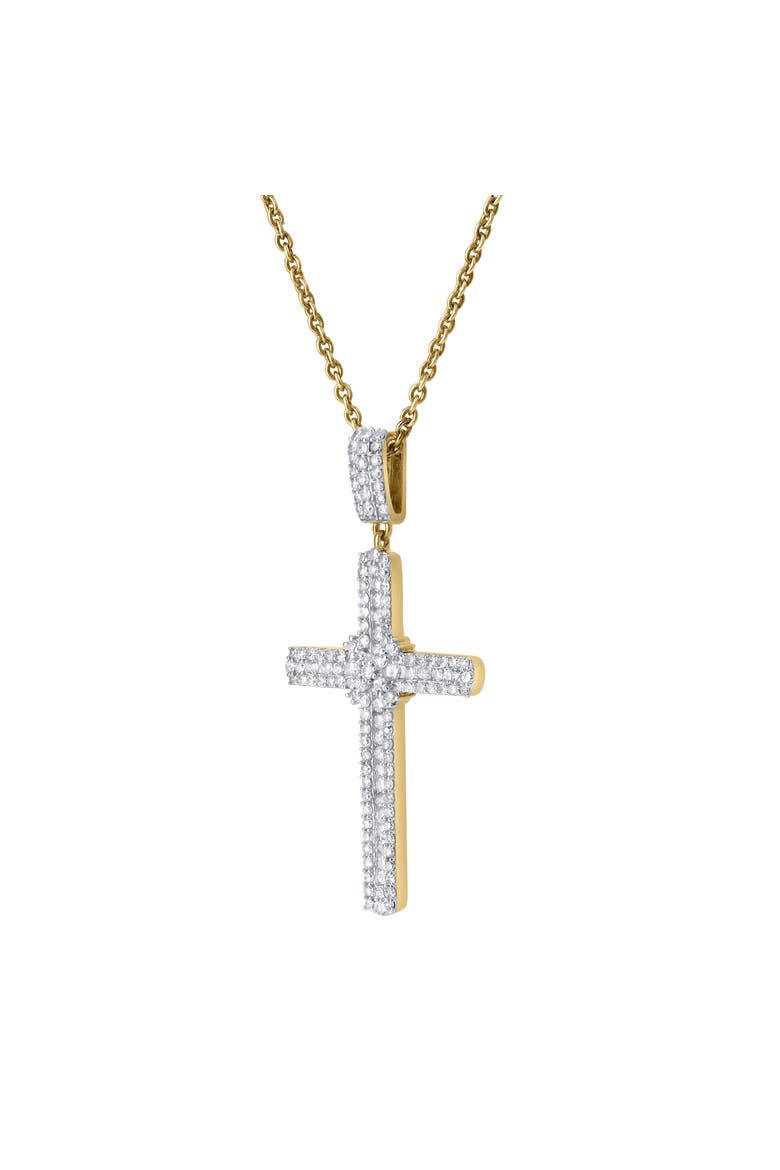 Faithlight 1.15 Ct 14K Gold Diamond Cross Pendant, Alternate, color, 14K Yellow Gold