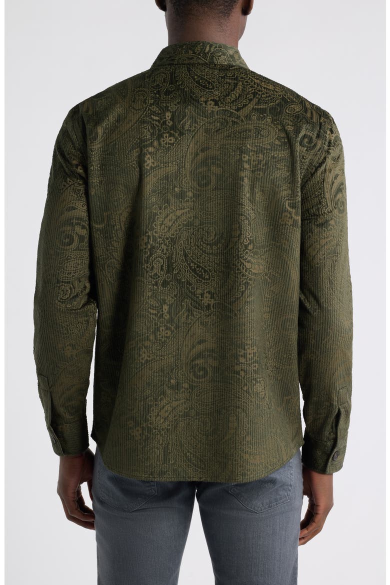 Cutler Paisley Stretch Cotton Corduroy Button-Up Shirt, Alternate, color, OLIVE PAISLEY