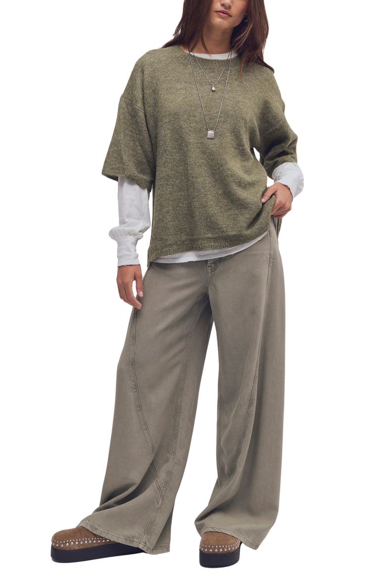 Margot Oversize Short Sleeve Sweater, Alternate, color, KALAMATA MELANGE