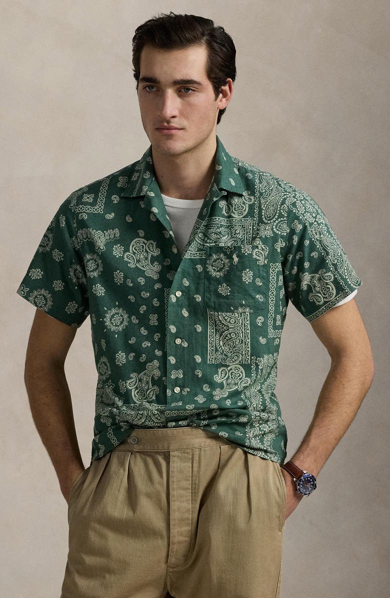 Polo Ralph Lauren Classic Fit Bandana Print Linen & Cotton Camp Shirt, Alternate, color, 