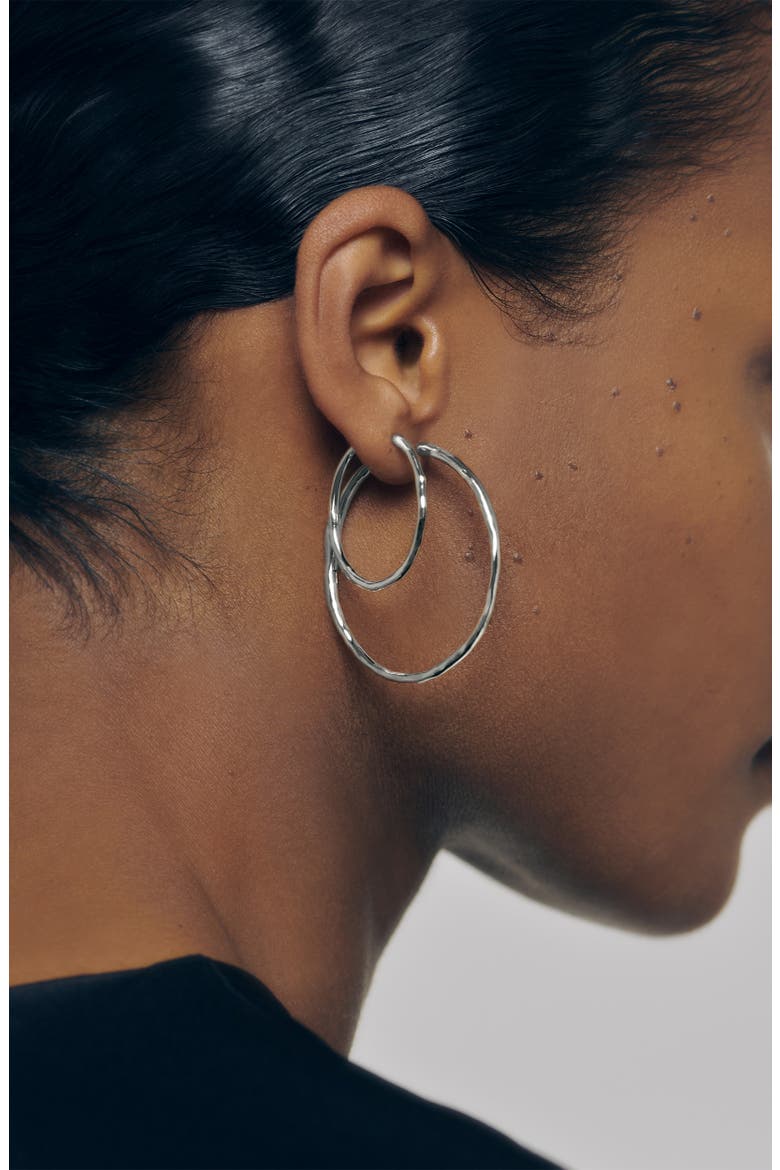 Siren Muse Medium Hoop Earrings, Alternate, color, STERLING SILVER