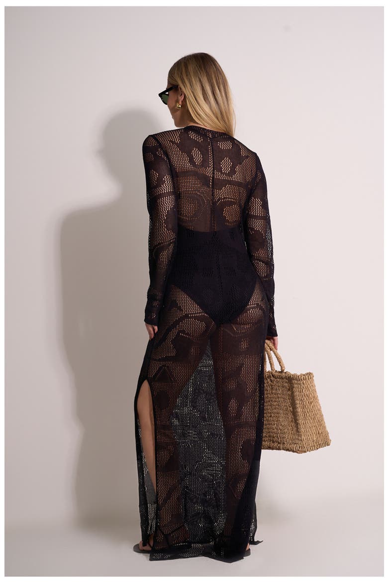 Perfect Lady Crochet Dress Cover-Up, Alternate, color, Black