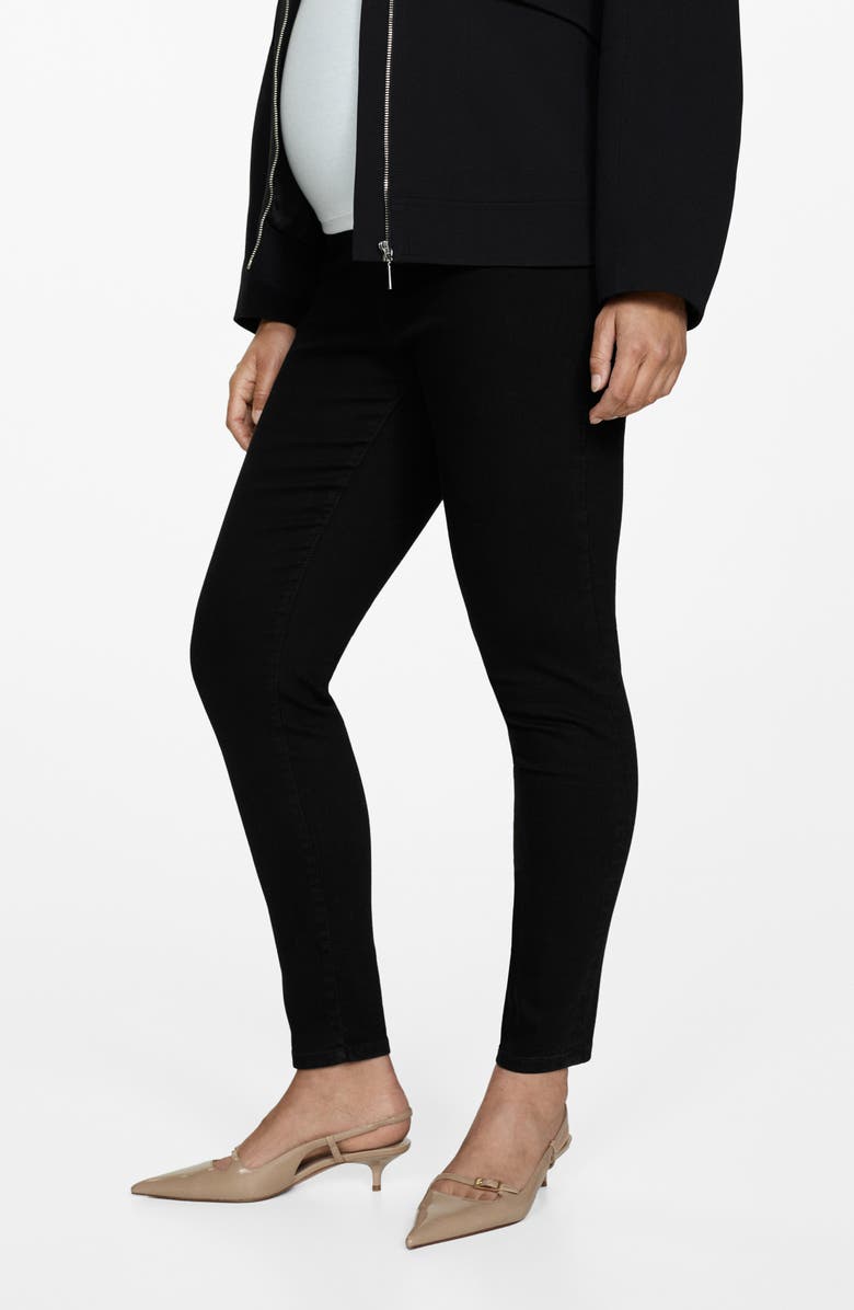 MANGO Maternity Ankle Skinny Jeans, Main, color, Black Denim