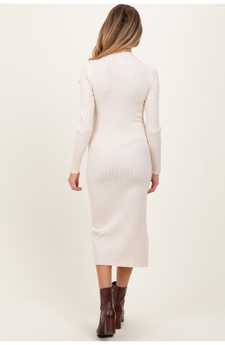 PinkBlush Mock Neck Ribbed Sweater Dress, Alternate, color, Beige