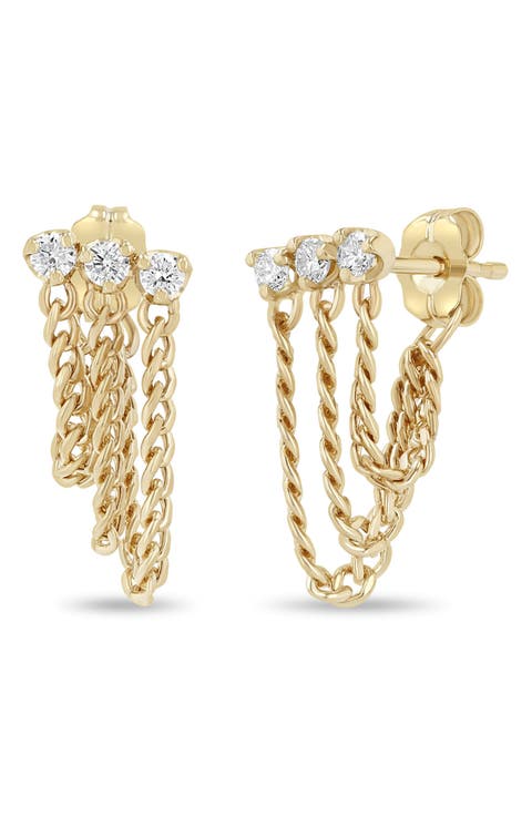 Diamond Waterfall Chain Earrings