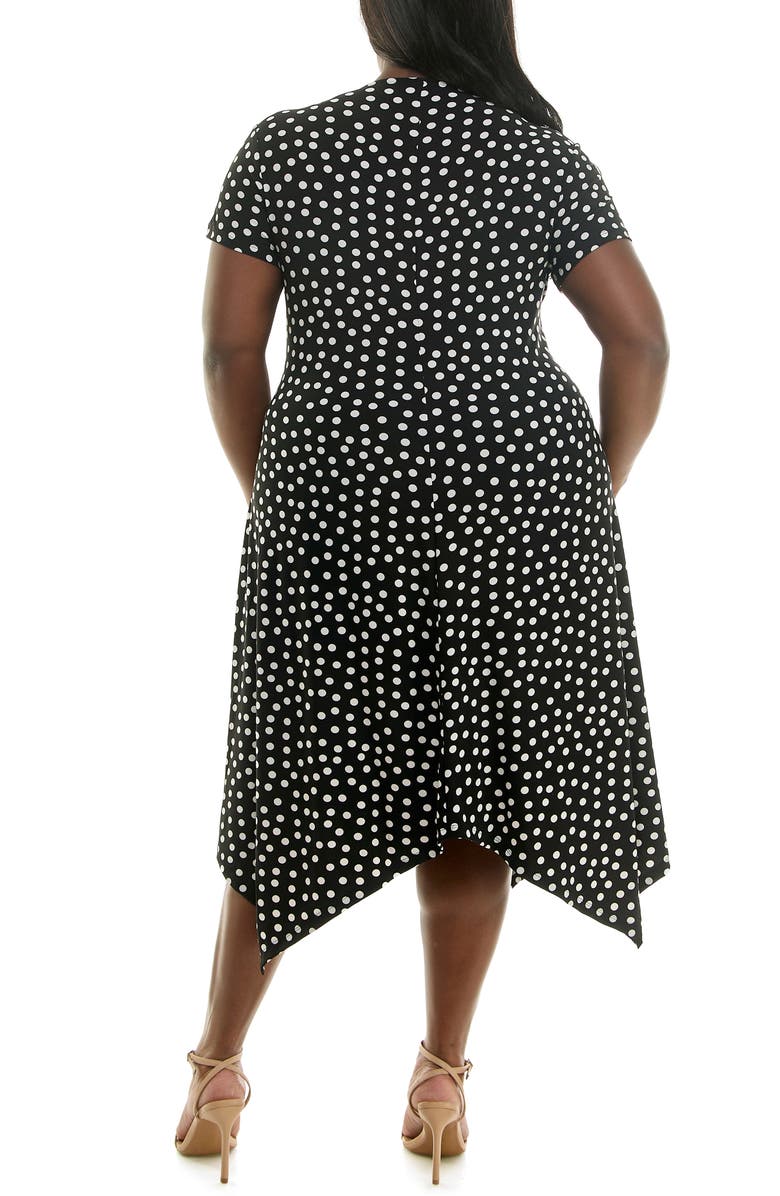 Nina Leonard Asymmetric Midi Dress, Alternate, color, Black/ Vanilla Ice