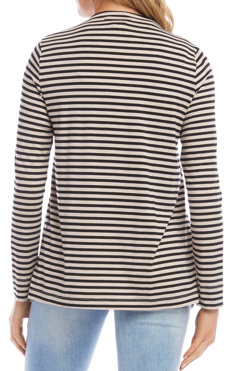 Karen Kane Stripe Drape Front Cardigan, Alternate, color,