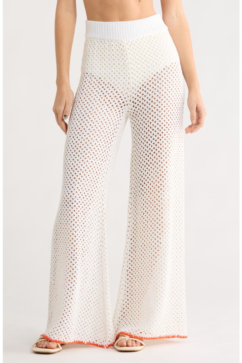 Metallic Open Stitch Cover-Up Pants, Main, color, WHITE
