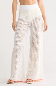 Elan Metallic Open Stitch Cover-Up Pants