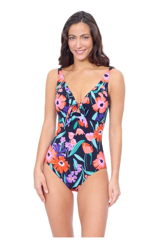 Profile By Gottex Marguerite V Neck Underwire One-piece Swimsuit In Black Multi