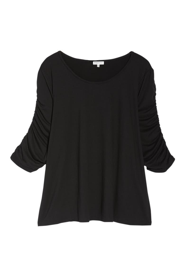 Reverie Ruched Sleeve Top, Alternate, color, BLACK NOIR