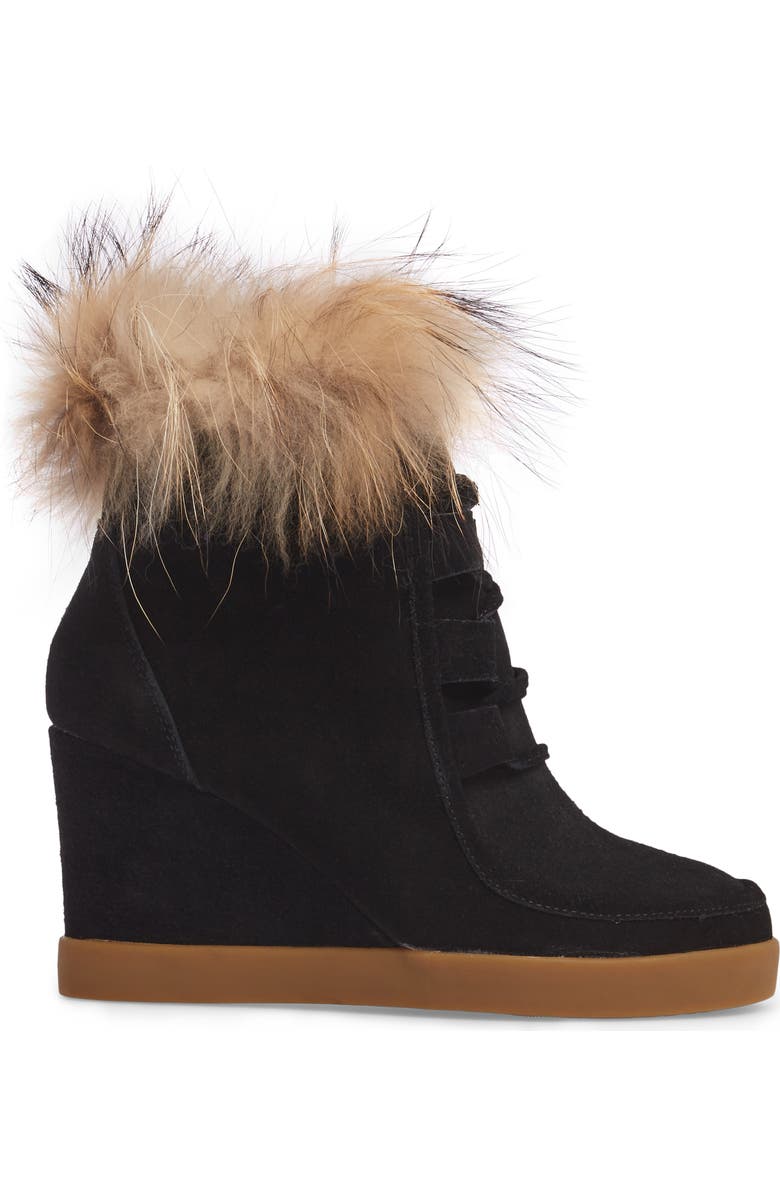 Cecelia New York Holly Wedge Bootie with Genuine Fox Fur Trim, Alternate, color,