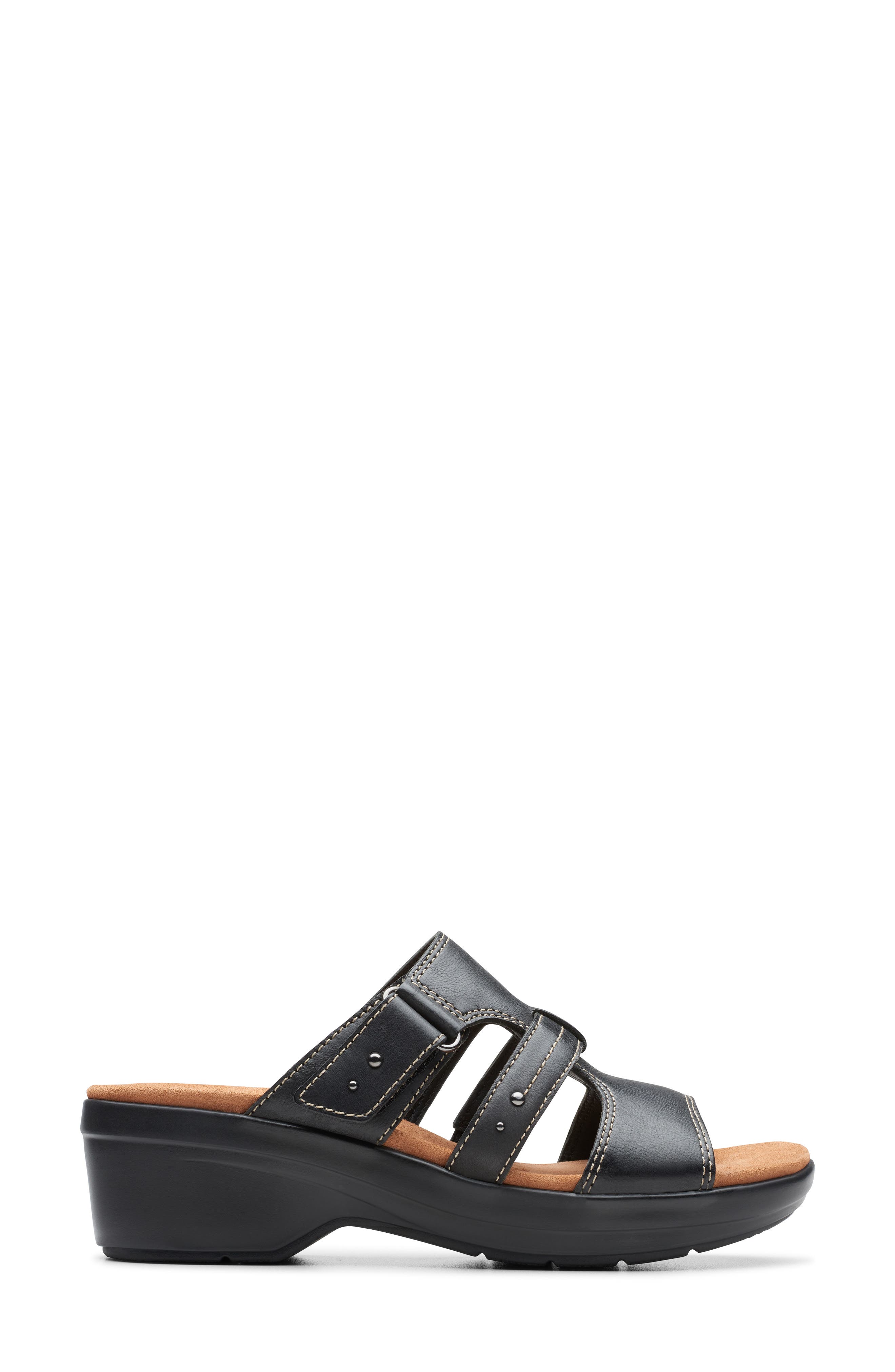 Clarks<sup>®</sup> Tuleah Jane Slide Sandal, Alternate, color, Black Leather