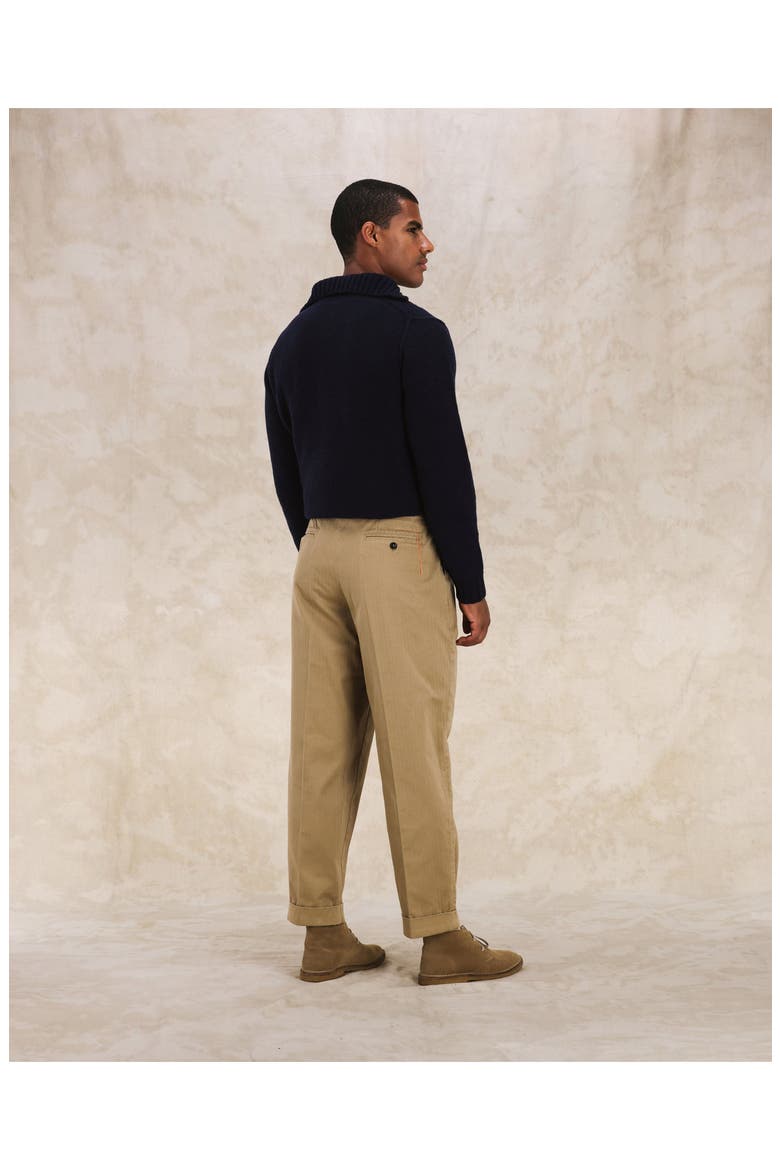 Seattle Herringbone Cotton Pleated Trousers, Alternate, color, CAMEL