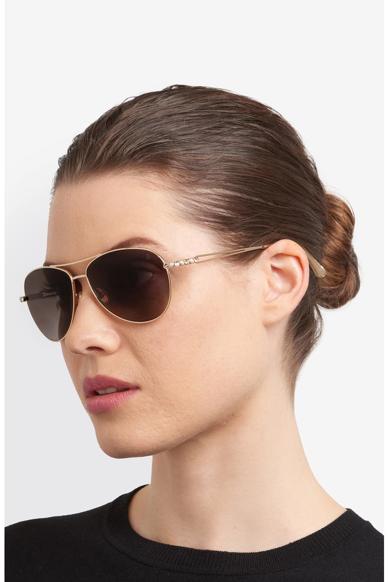 60mm Pilot Sunglasses, Alternate, color, GOLD/ BROWN SF