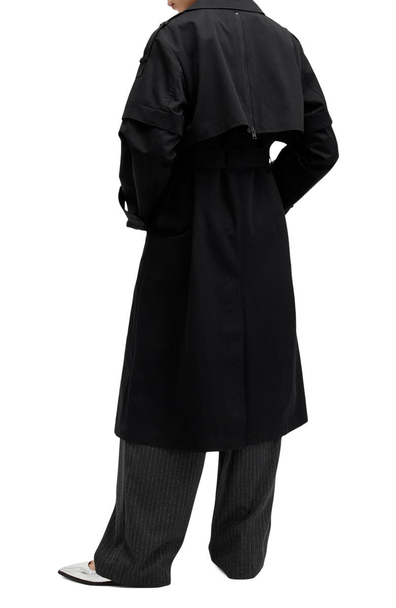AllSaints Clyde Double Breasted Trench Coat, Alternate, color, Black