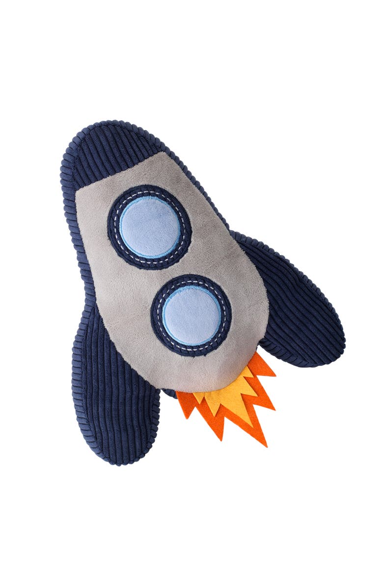 Milky Way Rocket Ship Nursery Throw Pillow Plush, Alternate, color, Blue
