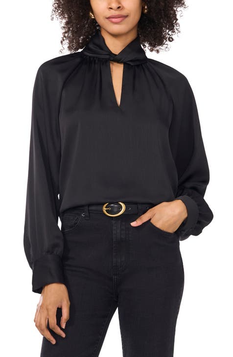 Long sleeve mock neck blouse